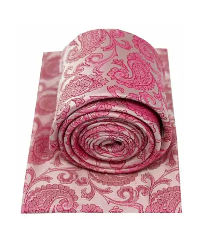 Soprano Fuchsia Paisley Silk Tie And Matching Hanky Set | Soprano Ties ST TPSWST7062 B Silk Hankie