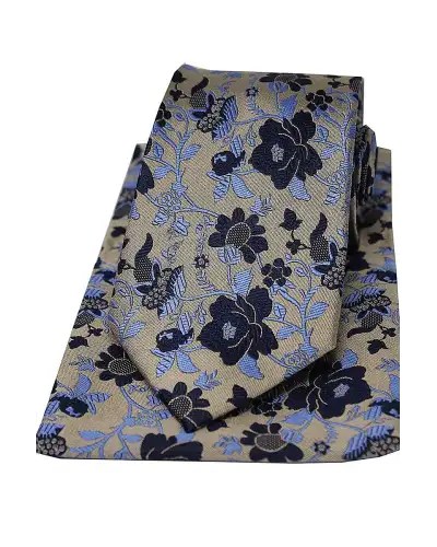Silk Hankies Soprano Ties Soprano Light Bronze Floral Patterned Silk Tie And Hanky Set £34.00