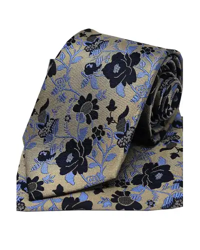 Silk Hankies Soprano Ties Soprano Light Bronze Floral Patterned Silk Tie And Hanky Set £34.00