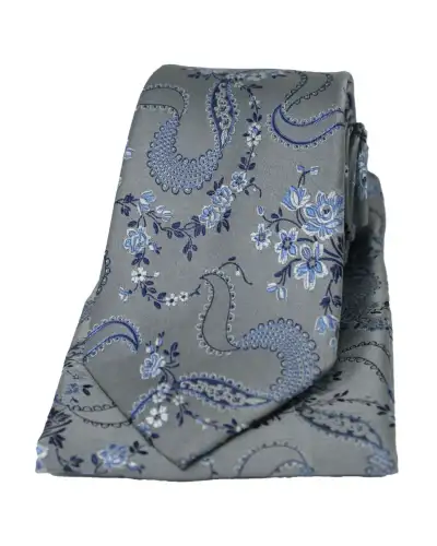 Pocket Square Soprano Ties Soprano Grey Floral Pattern Silk Tie And Pocket Square £23.00