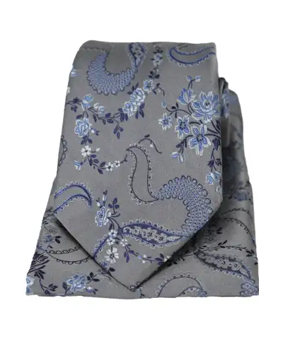 Pocket Square Soprano Ties Soprano Grey Floral Pattern Silk Tie And Pocket Square £23.00