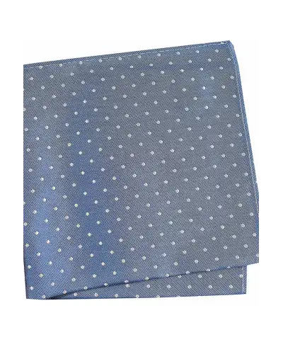 Soprano Blue With White Small Spots Silk Pocket Hanky | Soprano Ties ST HANKYWSN51 Silk Hankie