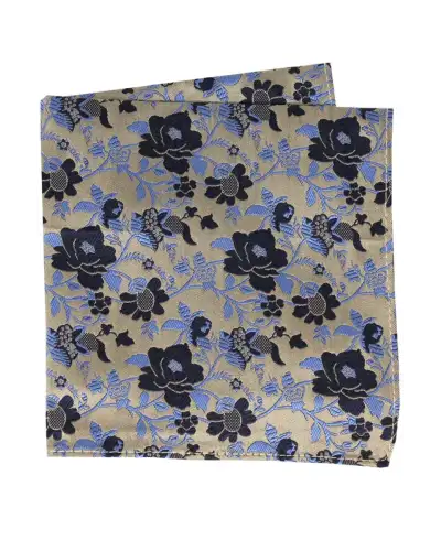 Pocket Square Soprano Ties Soprano Light Bronze Floral Patterned Silk Handkerchief £15.00