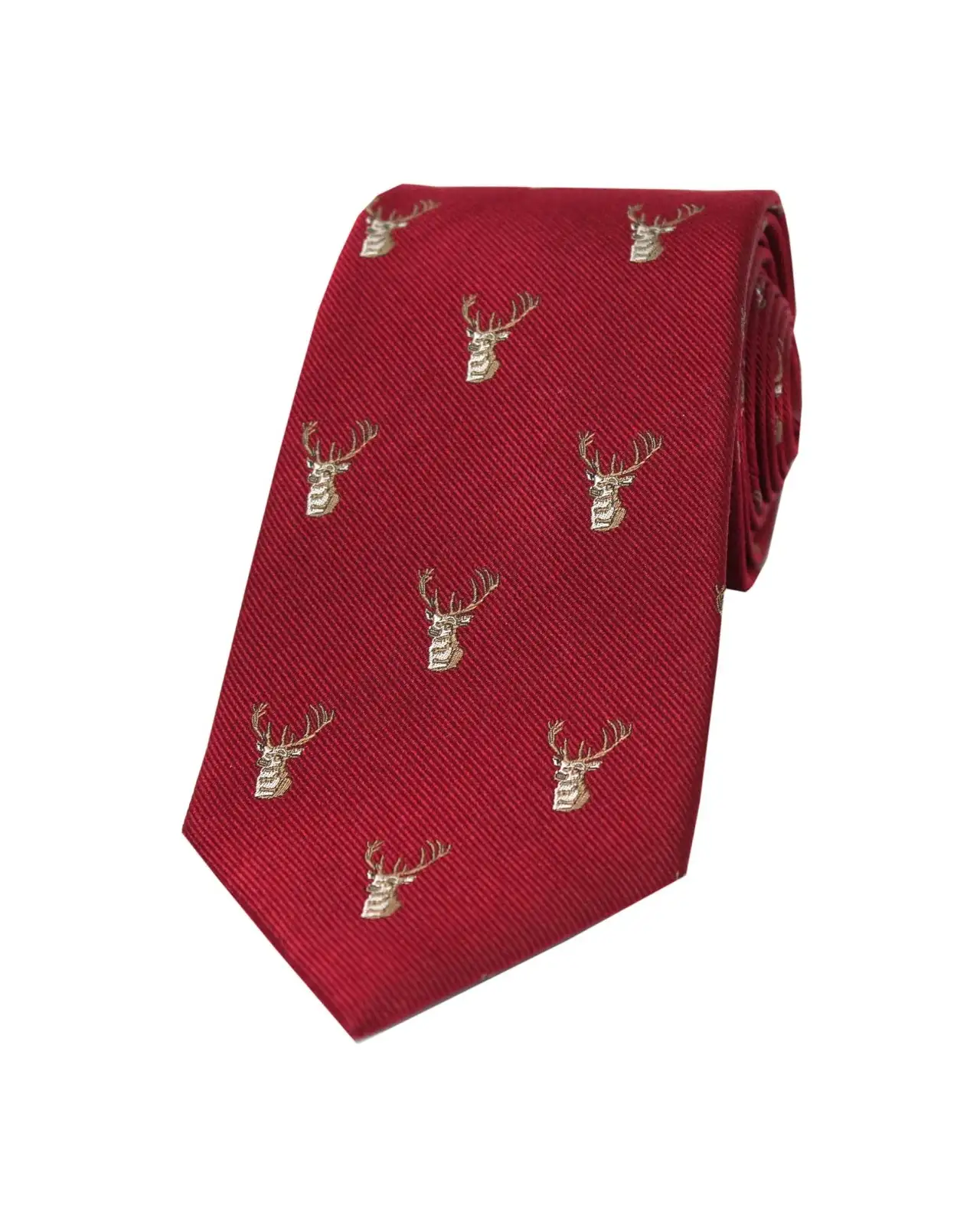 Silk Ties Soprano Ties Soprano Stags Heads On Burgundy Ground Country Silk Tie £24.00