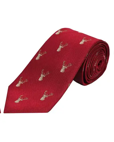 Silk Ties Soprano Ties Soprano Stags Heads On Burgundy Ground Country Silk Tie £24.00