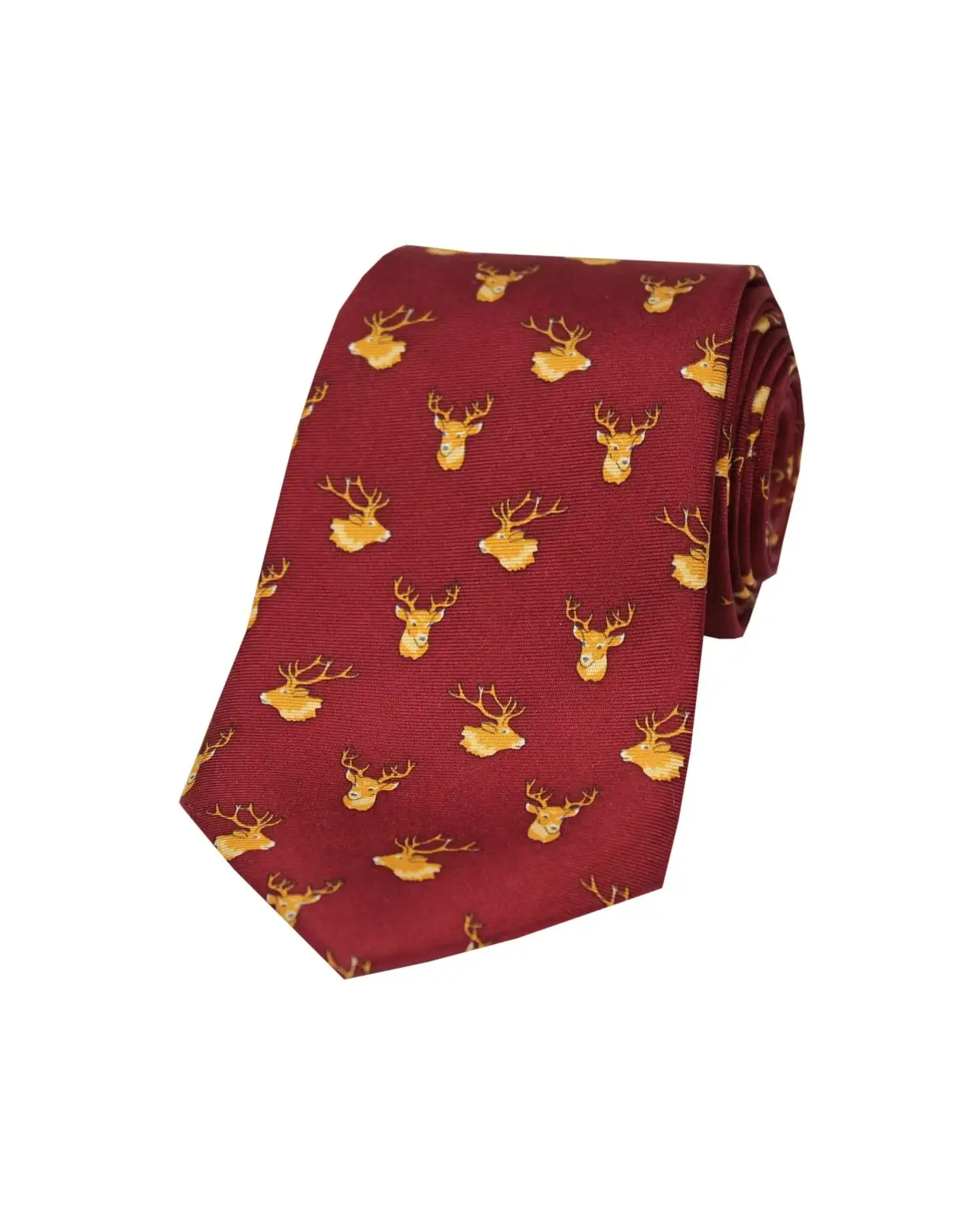 Silk Ties Soprano Ties Soprano Stags Heads On A Wine Ground Country Silk Tie £20.00