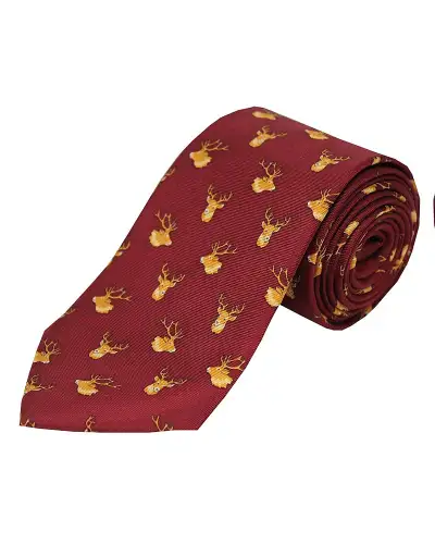 Silk Ties Soprano Ties Soprano Stags Heads On A Wine Ground Country Silk Tie £20.00