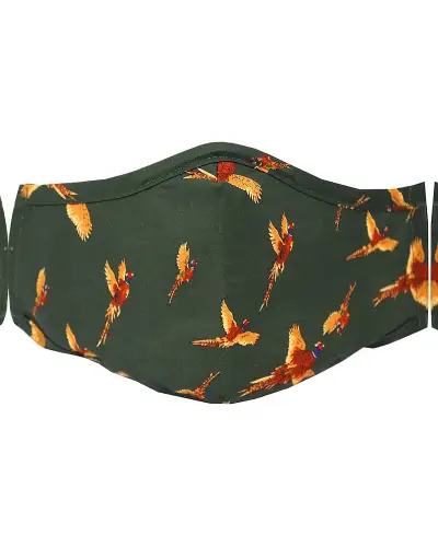 Face Masks Soprano Ties Green Pheasants Washable And Reusable Cotton Face Mask £5.00