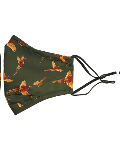 Face Masks Soprano Ties Green Pheasants Washable And Reusable Cotton Face Mask £5.00