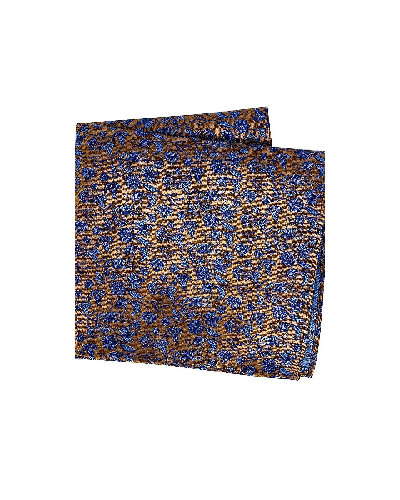 Pocket Square Soprano Ties Soprano Gold With Blue Flowers Silk Pocket Square £15.00