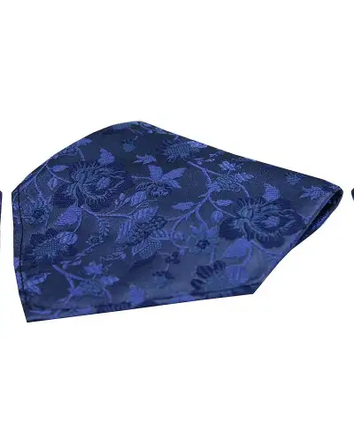 Soprano Mid Blue Floral Pattern Silk Hanky | Soprano Ties ST HANK7240 B Silk Hankie