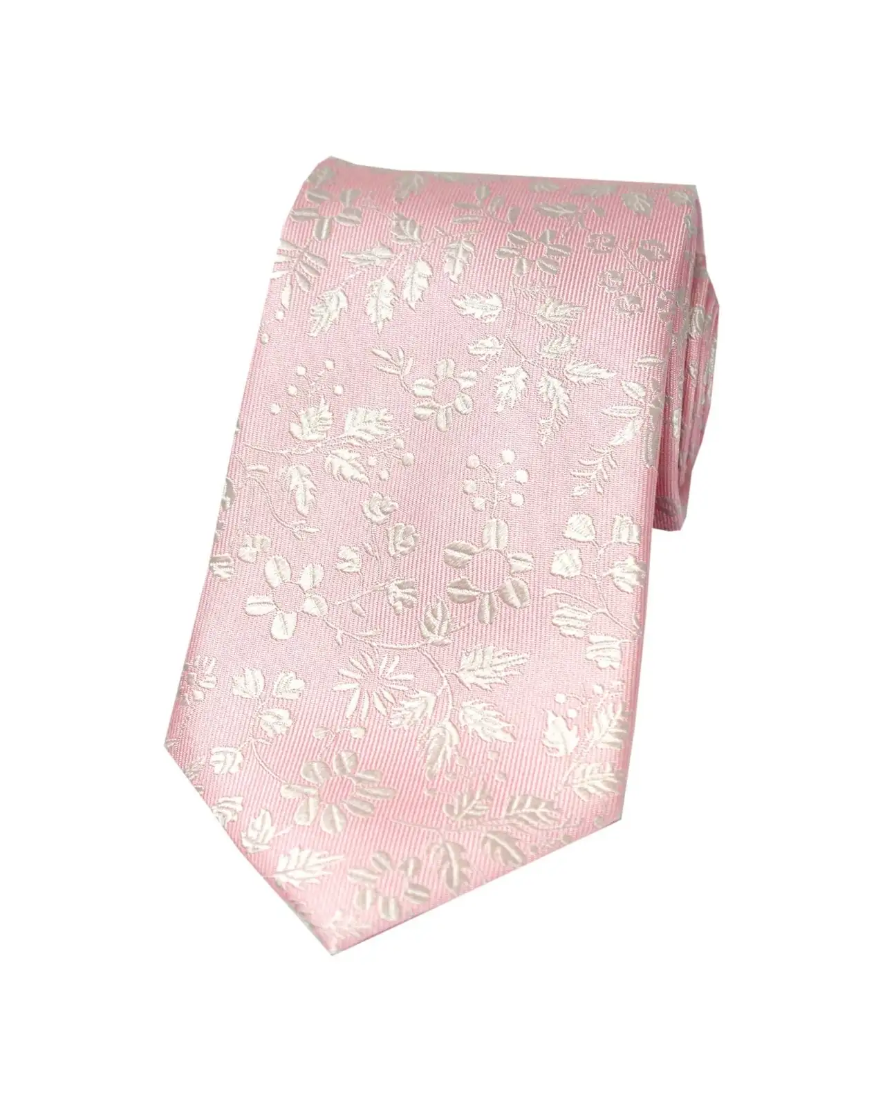 Silk Ties Soprano Ties Soprano Pastel Pink Ground With Ivory Flowers Pattern Silk Tie £21.00