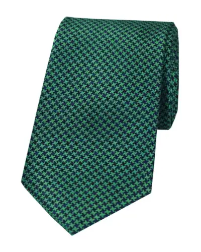 Silk Ties Soprano Ties Soprano Emerald Green And Navy Dogtooth Silk Tie £24.00