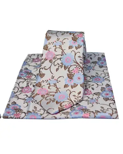 Pocket Square Soprano Ties Soprano Silver With Pink And Blue Flowers Silk Tie And Pocket Square £34.00