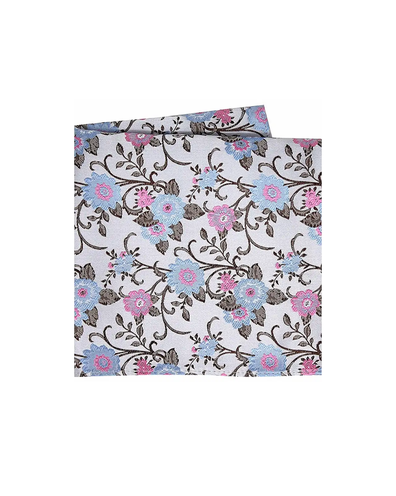 Pocket Square Soprano Ties Soprano Silver With Pink And Blue Flowers Silk Pocket Square £15.00