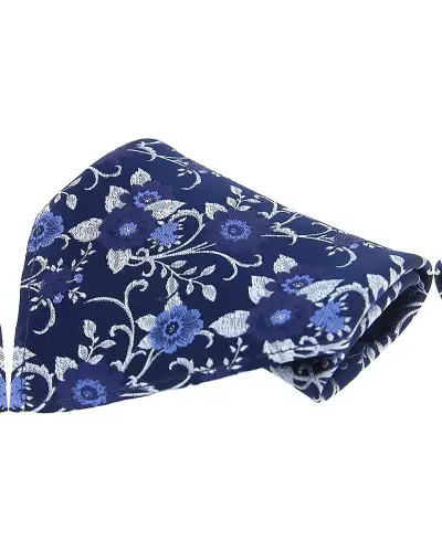 Pocket Square Soprano Ties Soprano Navy With Blue Flowers Silk Pocket Square £9.00