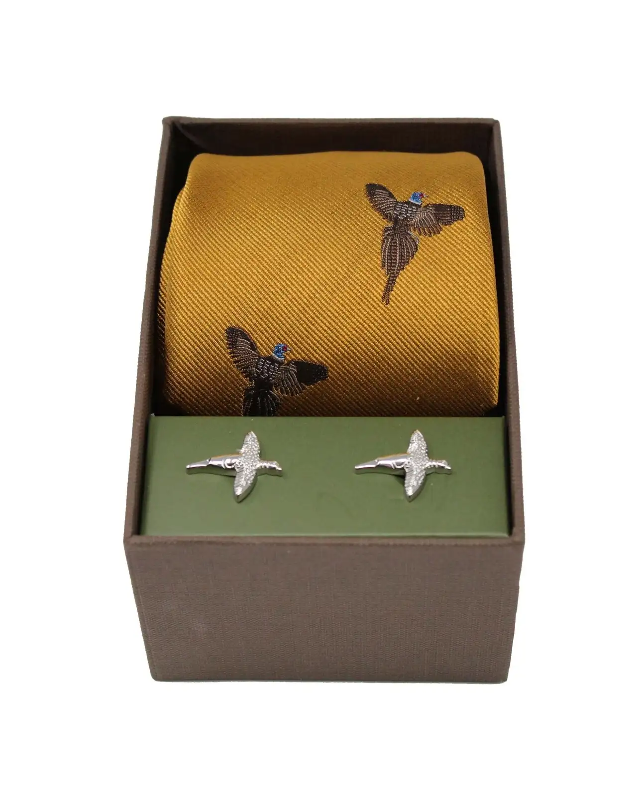 Cufflinks Soprano Ties Flying Pheasants Gold Ground Tie and Cufflink Set £40.00