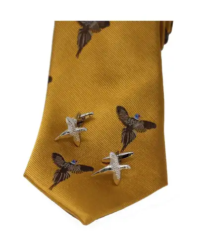 Cufflinks Soprano Ties Flying Pheasants Gold Ground Tie and Cufflink Set £40.00