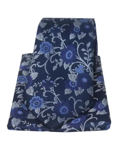 Soprano Navy Flowers Silk Tie And Hanky | Soprano Ties ST TPSZWS08816 Silk Hankie