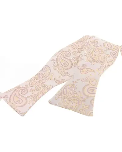 Self Tie Bow Ties Soprano Ties Soprano Edwardian Paisley Beige On Ivory Ground Self Tied Bow £12.00
