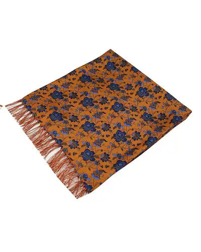 Scarves Soprano Ties Soprano Edwardian Orange With Blue Flowers Silk Aviator Scarf £28.00