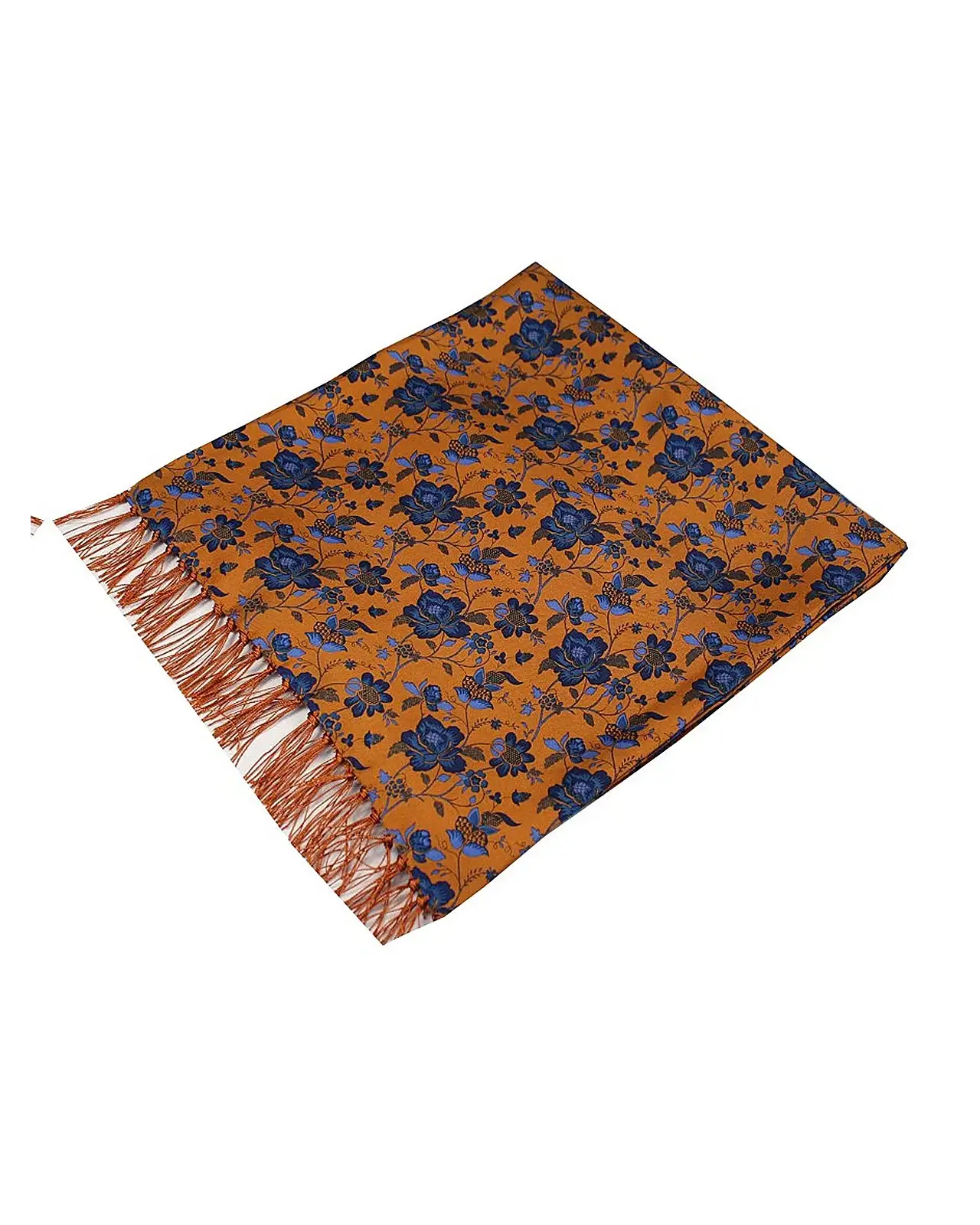 Scarves Soprano Ties Soprano Edwardian Orange With Blue Flowers Silk Aviator Scarf £28.00