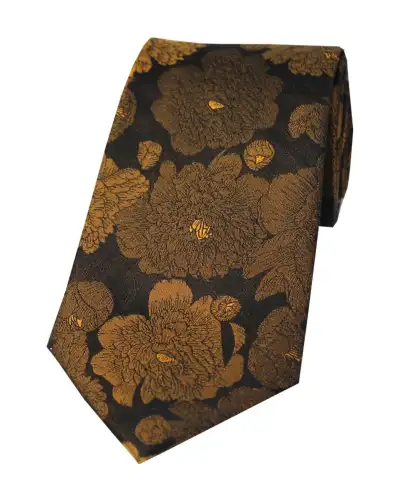 Silk Ties Soprano Ties Soprano Brown And Bronze Large Flowers Silk Tie £15.00
