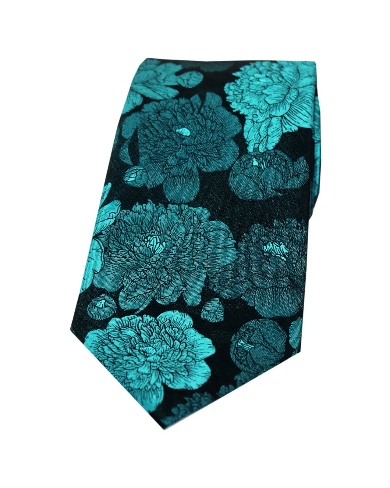 Silk Ties Soprano Ties Soprano Turquoise And Teal Large Flowers Silk Tie £21.00