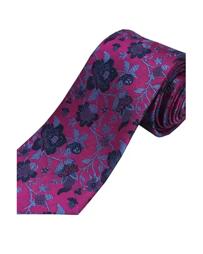 Silk Ties Soprano Ties Soprano Fuchsia With Blue And Navy Flowers Silk Tie £21.00