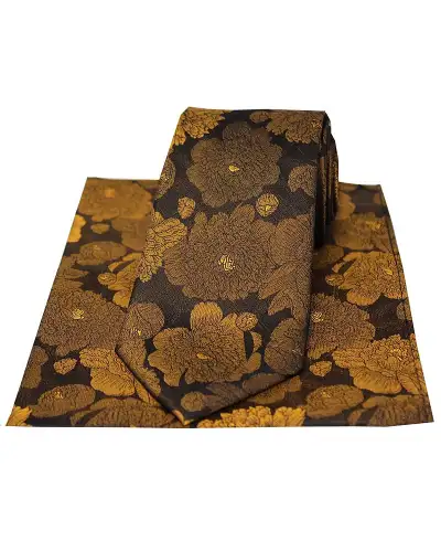 Silk Hankies Soprano Ties Soprano Brown And Bronze Large Flowers Silk Tie And Pocket Square £24.00