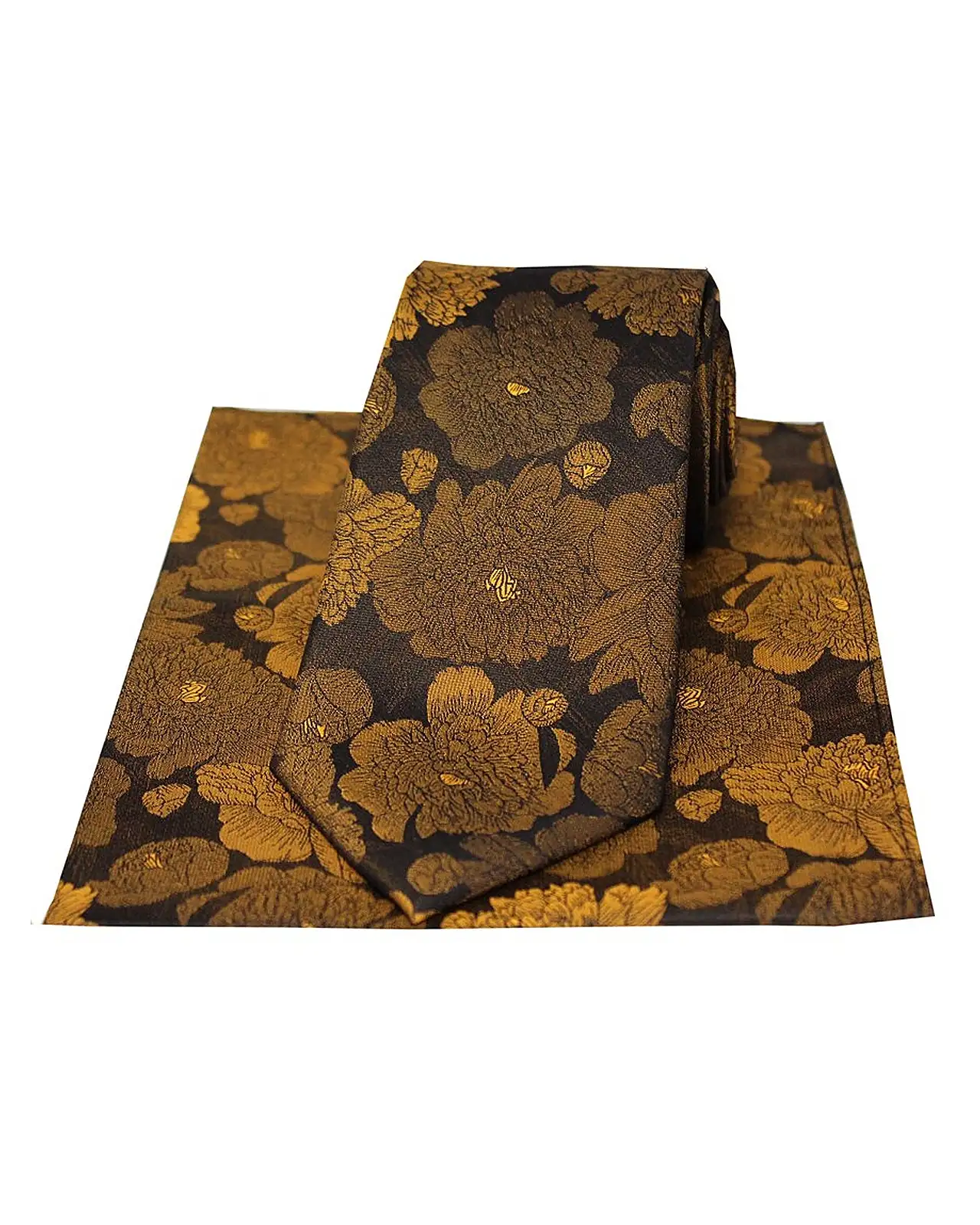 Silk Hankies Soprano Ties Soprano Brown And Bronze Large Flowers Silk Tie And Pocket Square £24.00