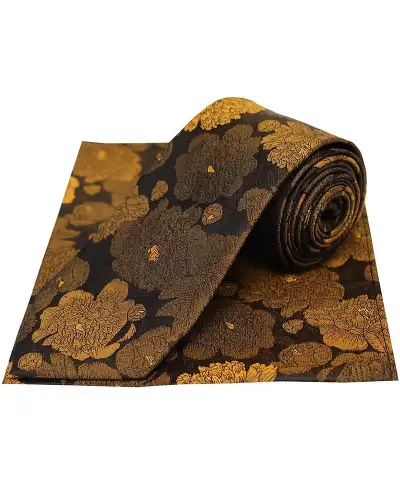 Silk Hankies Soprano Ties Soprano Brown And Bronze Large Flowers Silk Tie And Pocket Square £24.00