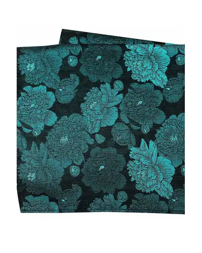 Soprano Turquoise And Teal Large Flowers Silk Hanky | Soprano Ties ST HANKWSN52 Silk Hankie
