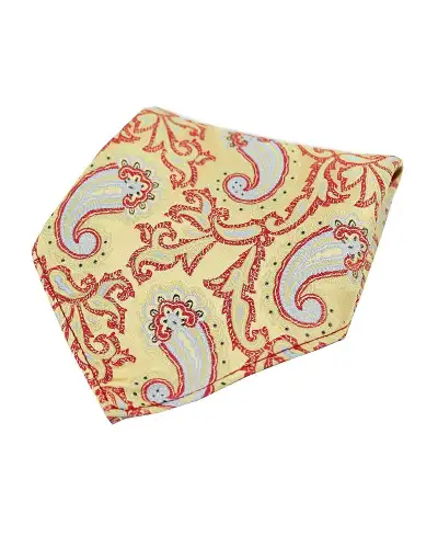 Pocket Square Soprano Ties Soprano Large Edwardian Paisley On Gold And Red Ground Silk Pocket Square £9.00