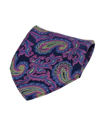 Pocket Square Soprano Ties Soprano Large Edwardian Paisley On Navy And Pink Ground Silk Pocket Square £9.00