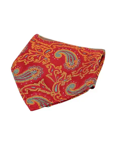 Pocket Square Soprano Ties Soprano Large Edwardian Paisley On Red And Orange Ground Silk Pocket Square £9.00