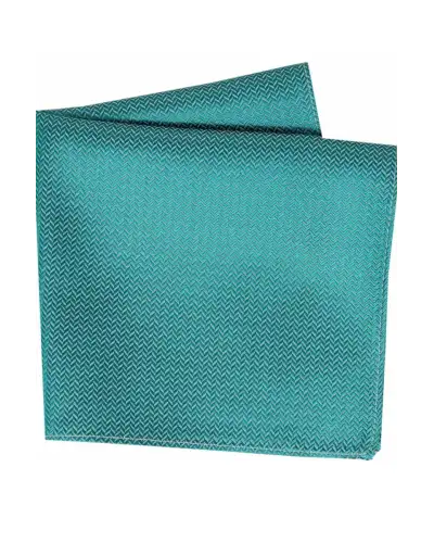 Soprano Teal Herringbone Silk Hanky | Soprano Ties ST HANKZWST7230 Silk Hankie