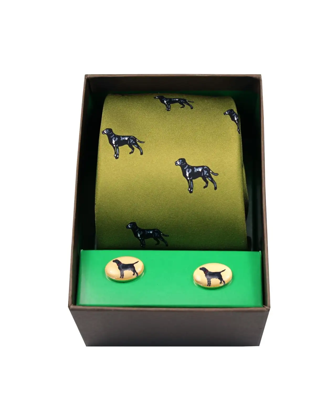 Cufflinks Soprano Ties Black Labradors On Green Ground Tie and Cufflink Set £40.00