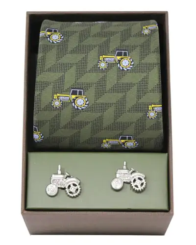 Gift Sets Soprano Ties Soprano Green Tractor Silk Tie And Cufflink Gift Set £40.00