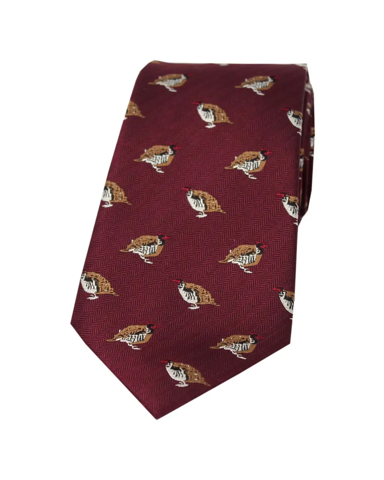 Silk Ties Soprano Ties Soprano Red Legged Partridge On Wine Ground Country Silk Tie £24.00