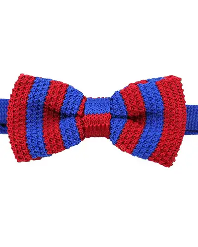 Pre-Tied Bow Ties Soprano Ties Soprano Pre-Tied Royal Blue And Red Striped Knitted Polyester Bow Tie £10.00