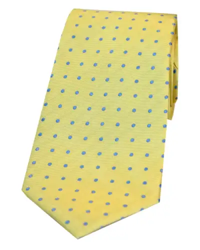 Silk Ties Soprano Ties Soprano Yellow With Small Blue Spots Silk Tie £21.00