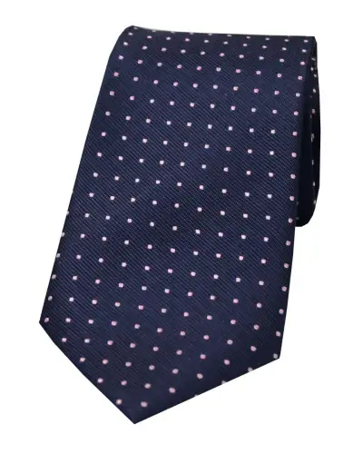 Silk Ties Soprano Ties Soprano Navy With Pink Pin Dots Silk Tie £24.00