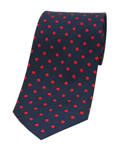 Silk Ties Soprano Ties Soprano Navy With Red Polka Dots Printed Silk Tie £9.00