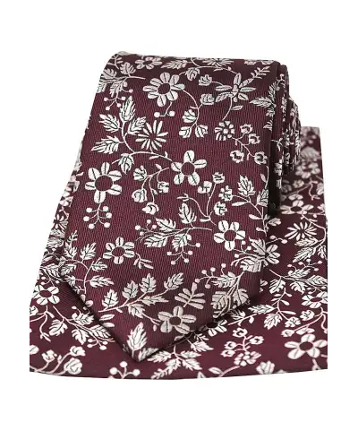 Soprano Burgundy Silk Tie And Pocket Square | Soprano Ties ST TPSYWRS55 Silk Hankie