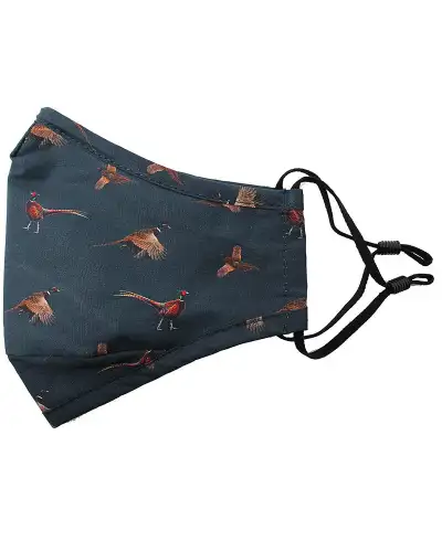 Face Masks Soprano Ties Navy Small Flying Pheasants 100pc Cotton Washable Reusable Face Mask £5.00