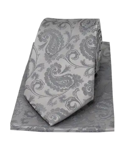 Silk Hankies Soprano Ties Soprano Silver Paisley Silk Tie And Hanky Set £23.00