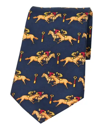 Silk Ties Soprano Ties Soprano Racing Jockeys Past The Post On Navy Ground Country Silk Tie £23.00
