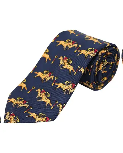 Silk Ties Soprano Ties Soprano Racing Jockeys Past The Post On Navy Ground Country Silk Tie £23.00