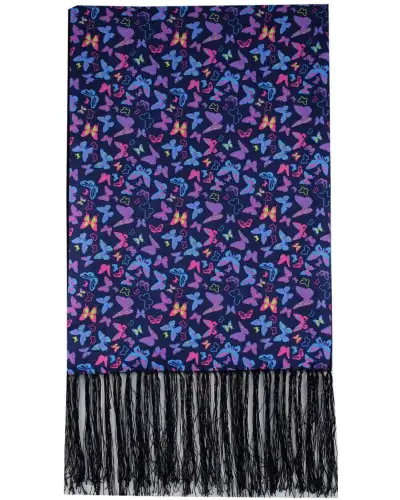 Scarves Soprano Ties Soprano Multi Coloured Butterflies On Navy Ground Wool And Silk Mix Luxury Mens Silk Scarf £27.00